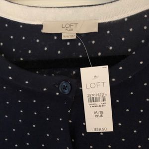 Navy/White Dot Cardigan LOFT 16/18